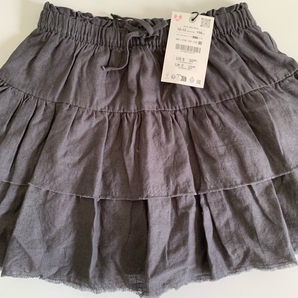 Zara Ruffled Black Skirt Girls Size 12-13 New NWT